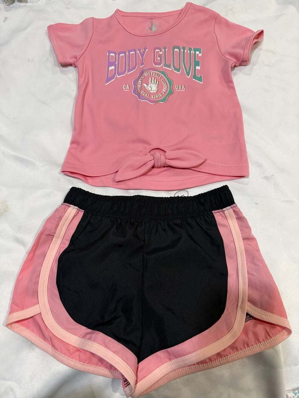 Body Glove Girls Short Sleeve Tie-Front T-Shirt and Athletic Shorts Set